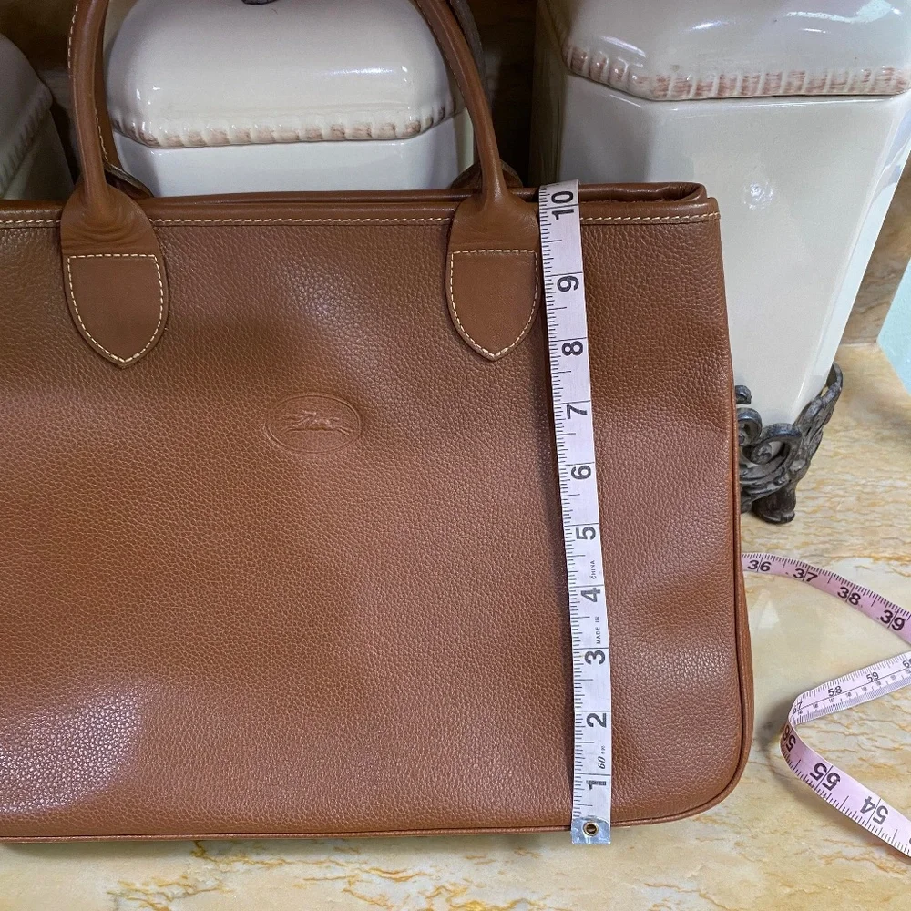 Longchamp Cognac Leather Tote with Top Handles - Picture 12 of 13